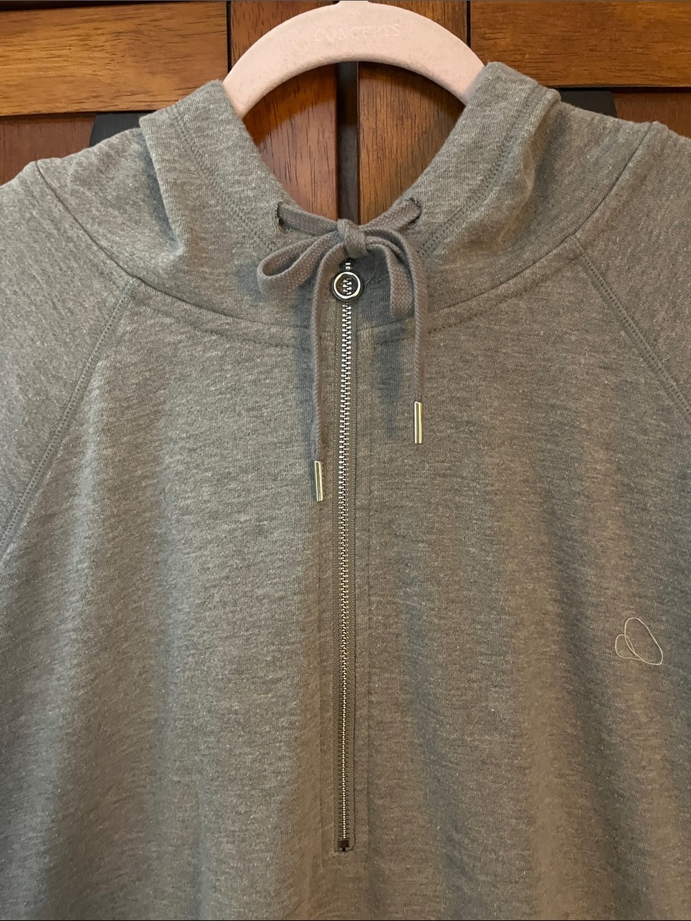 Unbranded Heather Grey French Terry Half-Zip Hooded Pullover Dress w/Pockets - Picture 2 of 13